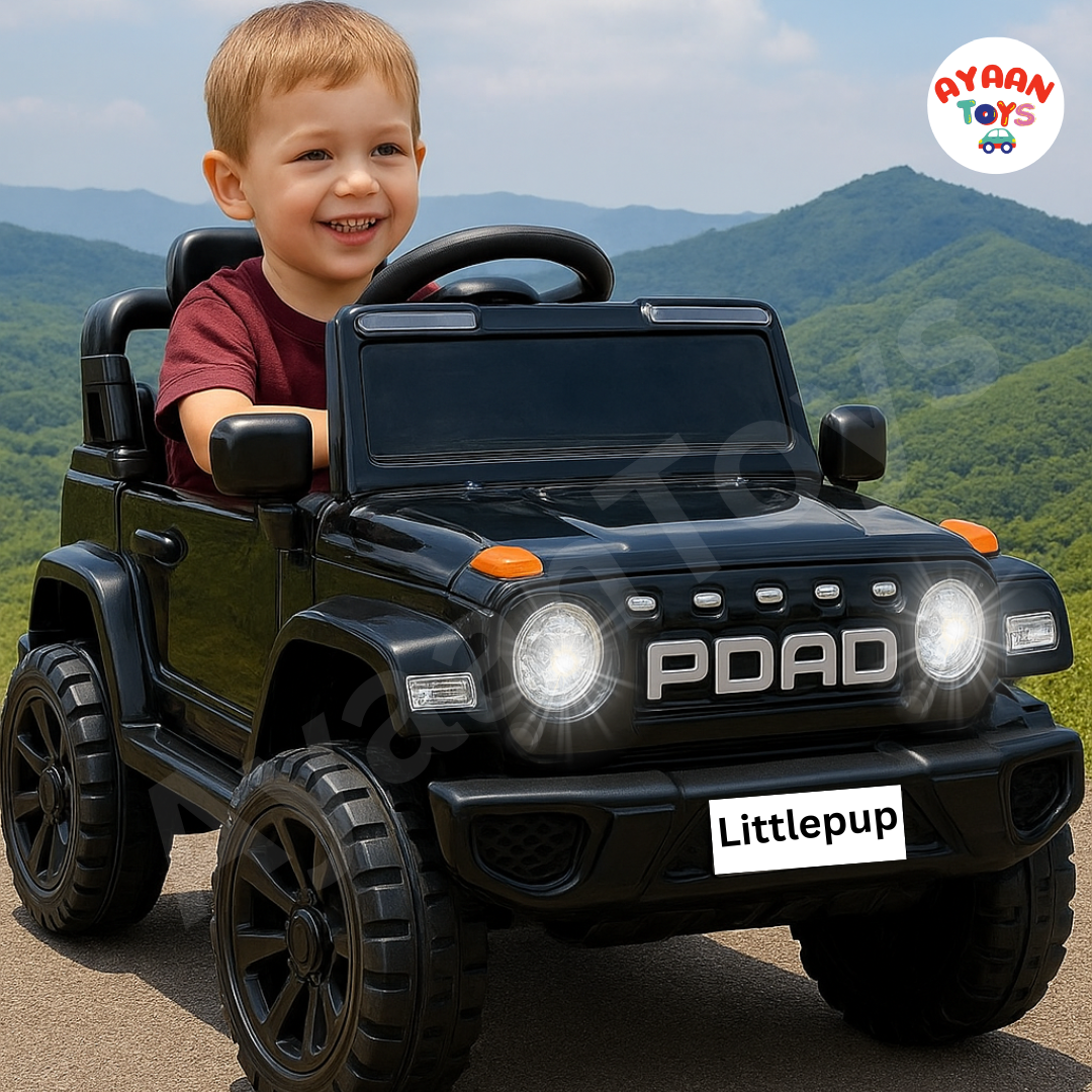 Ayaan Toys - 4x4 Electric Jeep Ride-on Car for Kids, 12V Battery Powered, Red Plastic, Remote Control, Bluetooth Music, LED Lights, Manual Drive, Ages 1-6 Years, 86x63x53cm