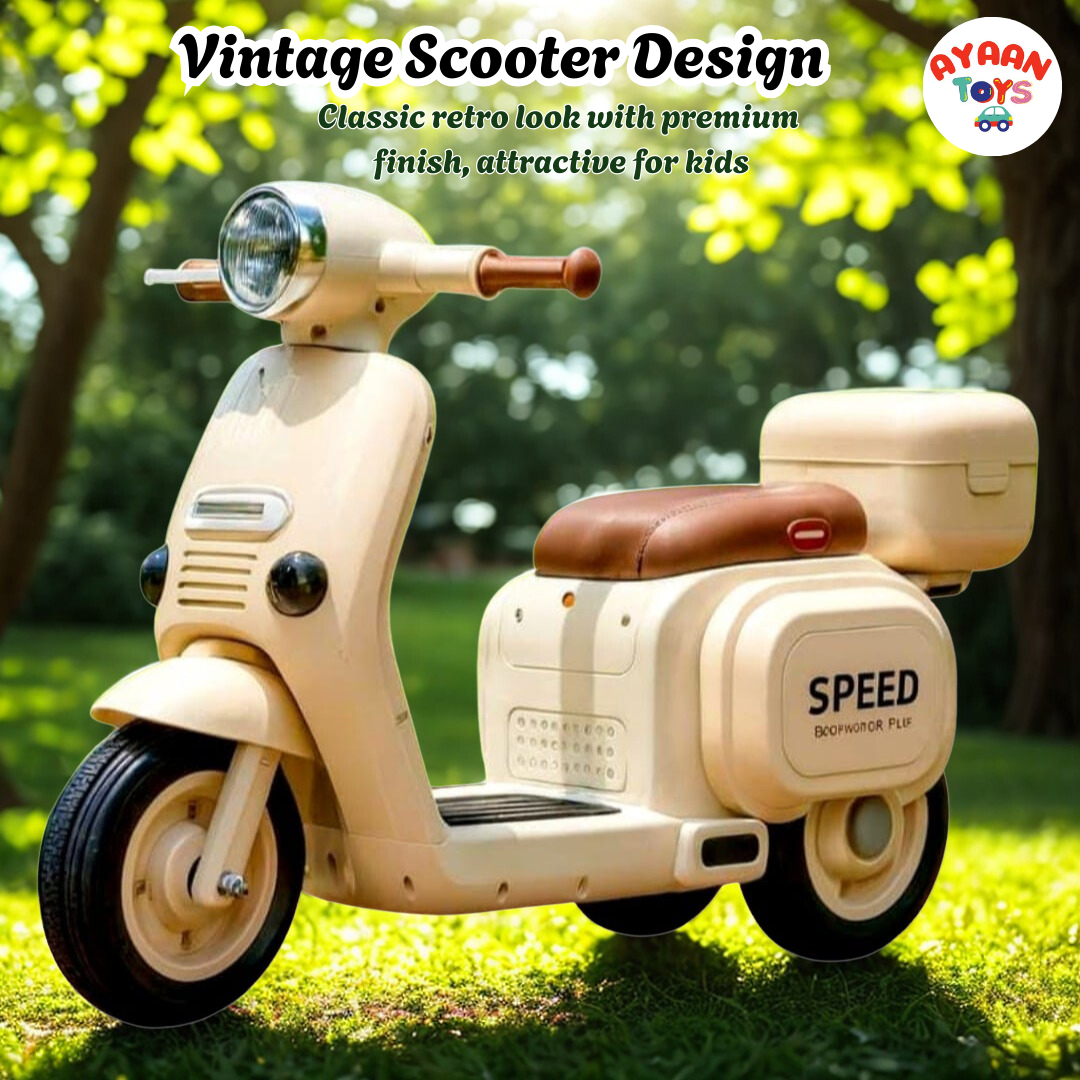 Ayaan Toys Kids Ride-On Scooter with Storage Box | Classic Vintage Style | Smooth Wheels | Safe & Durable | 2–6 Years