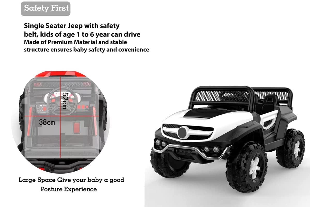 Battery Operated Ride on Jeep for Kids with Music, Lights and Swing- Electric Remote Control Ride on Jeep for Children to Drive of Age 1 to 6 Years-White
