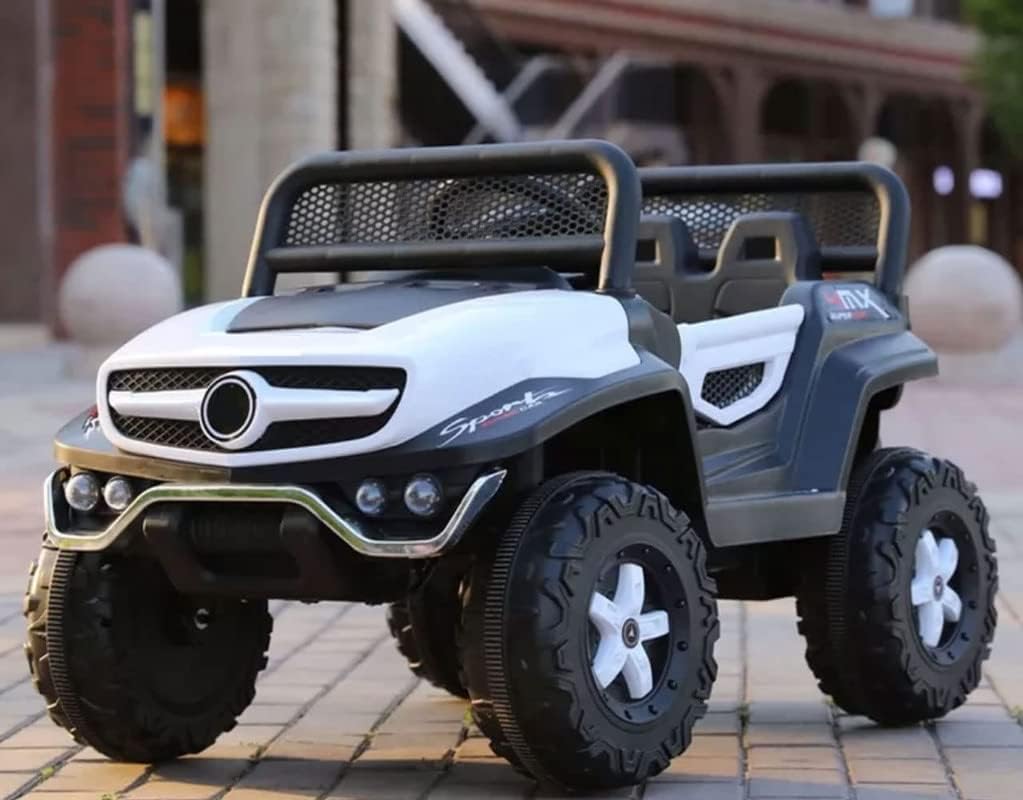 Battery Operated Ride on Jeep for Kids with Music, Lights and Swing- Electric Remote Control Ride on Jeep for Children to Drive of Age 1 to 6 Years-White