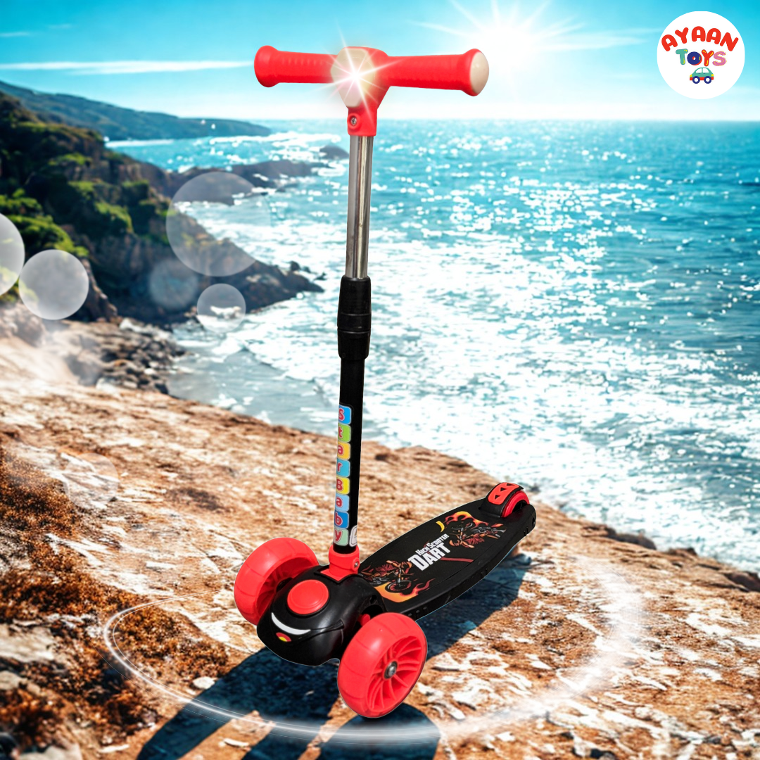 Ayaan Toys-Dart-x2 Kids Kick Scooter - Lightweight 3-Wheel Scooter with Adjustable Handlebar &  LED Flashing Wheels for Boys and Girls.