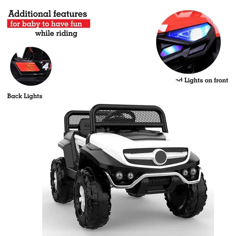 Battery Operated Ride on Jeep for Kids with Music, Lights and Swing- Electric Remote Control Ride on Jeep for Children to Drive of Age 1 to 6 Years-White