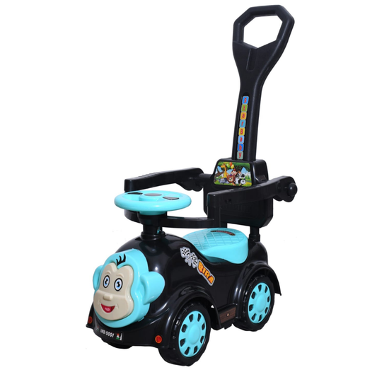 Ayaan Toys Monkey Face Ride-On Push Car for Kids 1–4 Years | Safety Guardrail, Backrest & Parent Handle | Musical Push Ride-On Toy for Boys & Girls | Sturdy Wheelbase & Storage Under Seat.