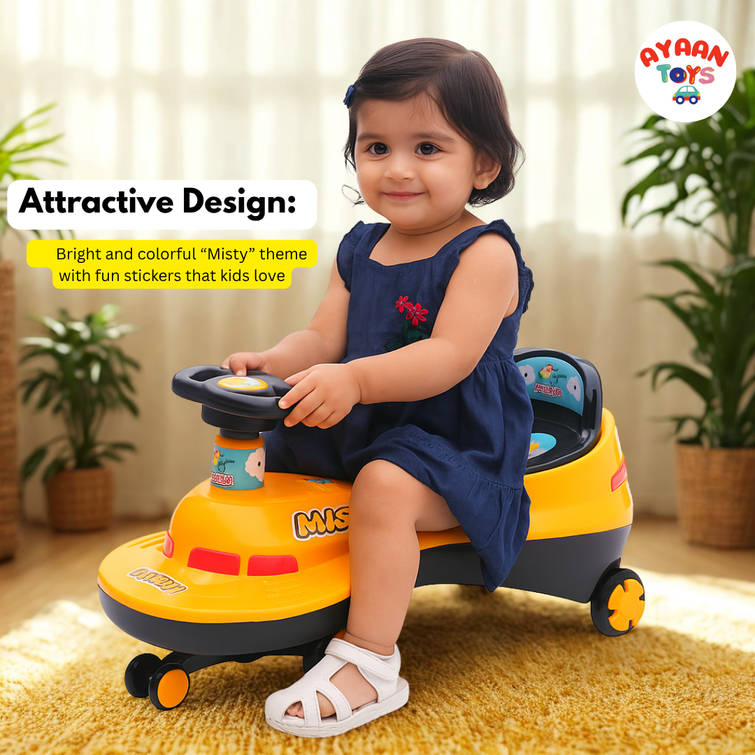 Ayaan Toys - Magic Swing Car Ride On for Kids 1 to 6 Years | Baby Twist Car with Music, Light & Smooth Wheels | No Battery, No Pedal Ride-On Toy for Boys & Girls