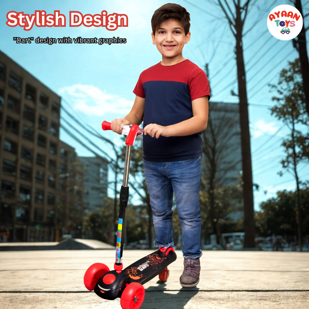 Ayaan Toys-Dart-x2 Kids Kick Scooter - Lightweight 3-Wheel Scooter with Adjustable Handlebar &  LED Flashing Wheels for Boys and Girls.