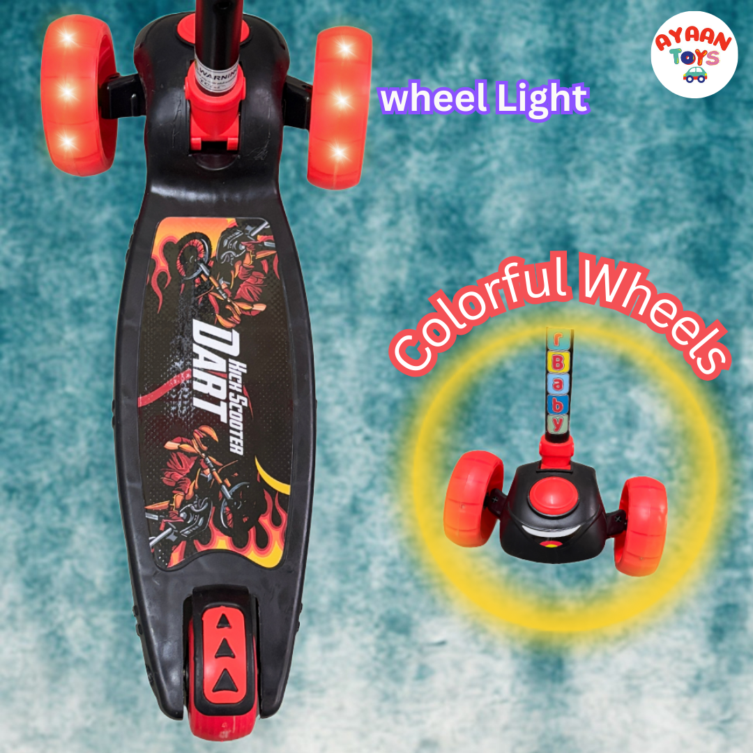 Ayaan Toys-Dart-x2 Kids Kick Scooter - Lightweight 3-Wheel Scooter with Adjustable Handlebar &  LED Flashing Wheels for Boys and Girls.