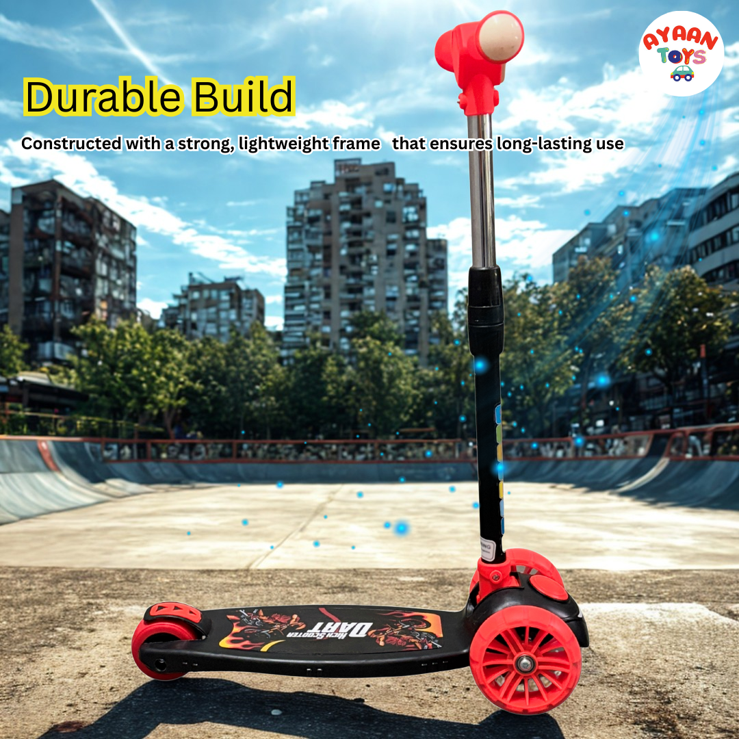 Ayaan Toys-Dart-x2 Kids Kick Scooter - Lightweight 3-Wheel Scooter with Adjustable Handlebar &  LED Flashing Wheels for Boys and Girls.