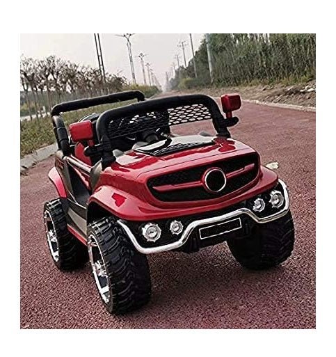Electric Rechargeable Battery Operated V8 Biturbo Jeep Car for Kids 1 to 7 Years, Red