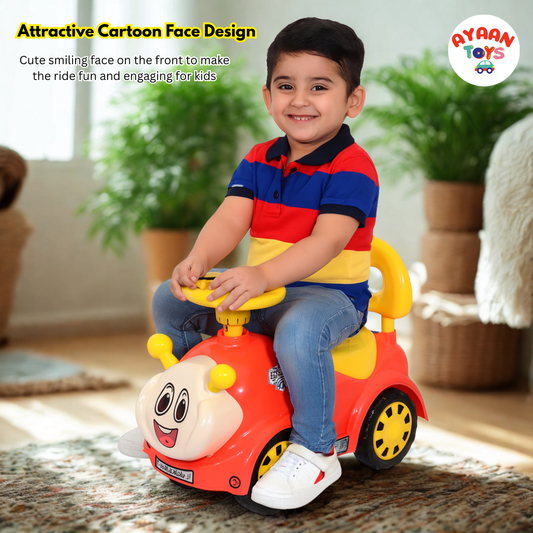 Ayaan Toys -   Push Ride On Car for Kids 1–4 Years.with Backrest & Steering Wheel | Orange&yellow Push Ride On Toy | Indoor Outdoor Foot-to-Floor Car.