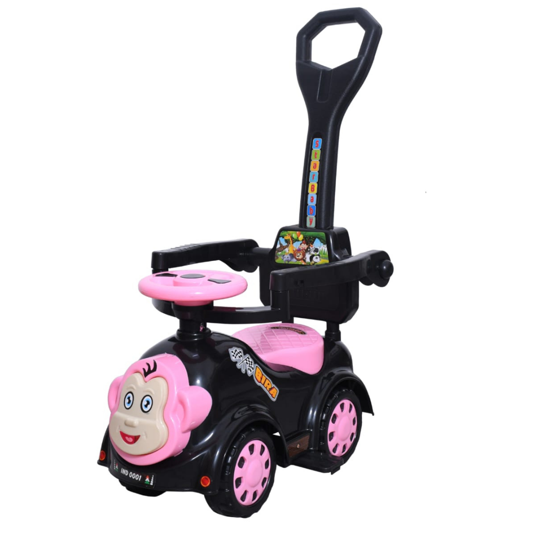 Ayaan Toys Monkey Face Ride-On Push Car for Kids 1–4 Years | Safety Guardrail, Backrest & Parent Handle | Musical Push Ride-On Toy for Boys & Girls | Sturdy Wheelbase & Storage Under Seat.
