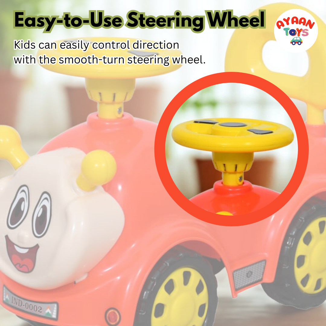 Ayaan Toys -   Push Ride On Car for Kids 1–4 Years.with Backrest & Steering Wheel | Orange&yellow Push Ride On Toy | Indoor Outdoor Foot-to-Floor Car.