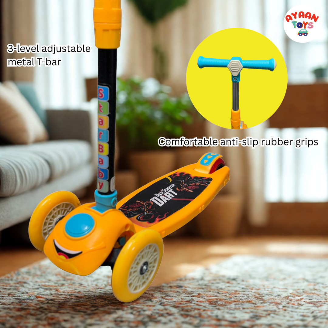 Ayaan Toys - Dart-x1  Wheel Kick Scooter for Kids | Adjustable Height | Smooth PU Wheels | Anti-Slip Wide Deck | Baby & Toddler Scooter (2–6 Years).