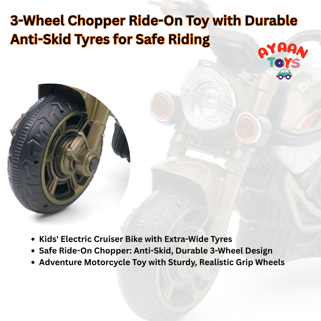 Ayaan Toys Ducati Style Kids Ride-On Motorcycle | Rechargeable Toy Trike with LED Lights & Sound | Durable Body for Boys and Girls Bronze Colour