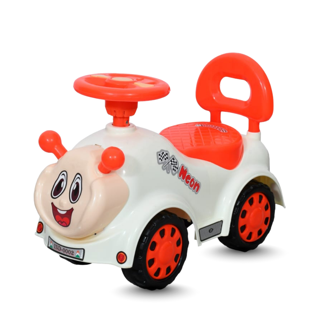 Ayaan Toys -   Push Ride On Car for Kids 1–4 Years.with Backrest & Steering Wheel | White&Orange Push Ride On Toy | Indoor Outdoor Foot-to-Floor Car.