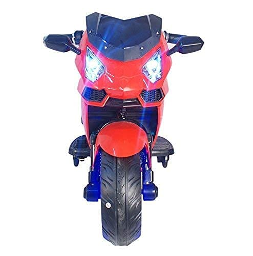 Battery Operated Electric Sports Ride on Battery Bike for 1 to 6 Years Kids/Boys/Girls with 12V Battery Operated/Music System/Working Lights/Training Wheels-Red