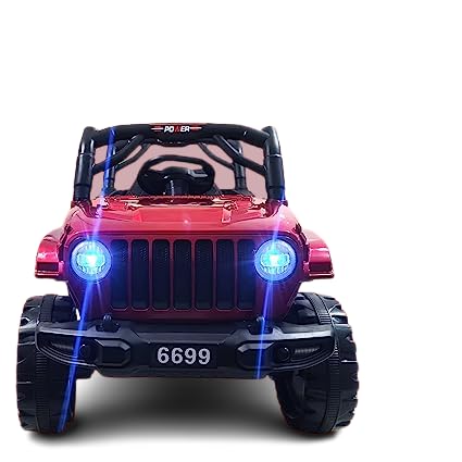 Battery Operated Car For Kids |Electric Ride on Jeep for Kids with Music, Led Lights, Swing, Bluetooth Remote and 12V Battery Operated Car for 1 to 4 Years Children to Drive (Metallic Red)