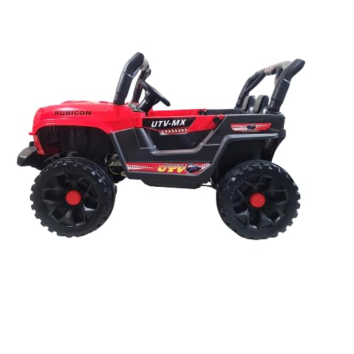 Electric Ride on Jeep for Kids with Music, Led Lights, Swing, Bluetooth Remote and 12V Battery Operated Car for1 to 4 Years Children to Drive (Red)