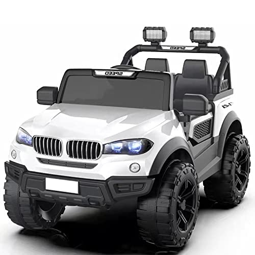 BATTERY OPERATED CAR FOR  Kids Speed-888 Ride-On 12V 7ah Rechargeable Battery Operated Solid Designed Jeep for 1 to 7 Year Kids| Boys| Girls| Children - White