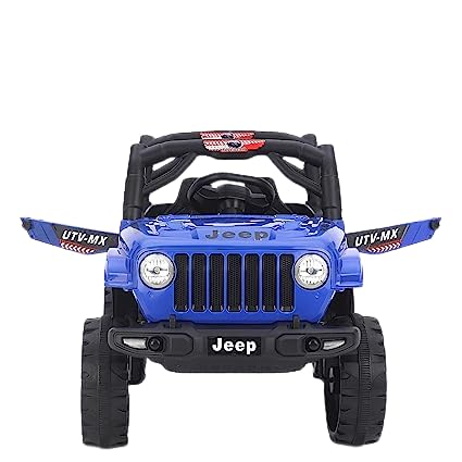 Electric Ride on Jeep for Kids with Music, Led Lights, Swing, Bluetooth Remote and 12V Battery Operated Car for 1 to 4 Years Children to Drive (Blue)