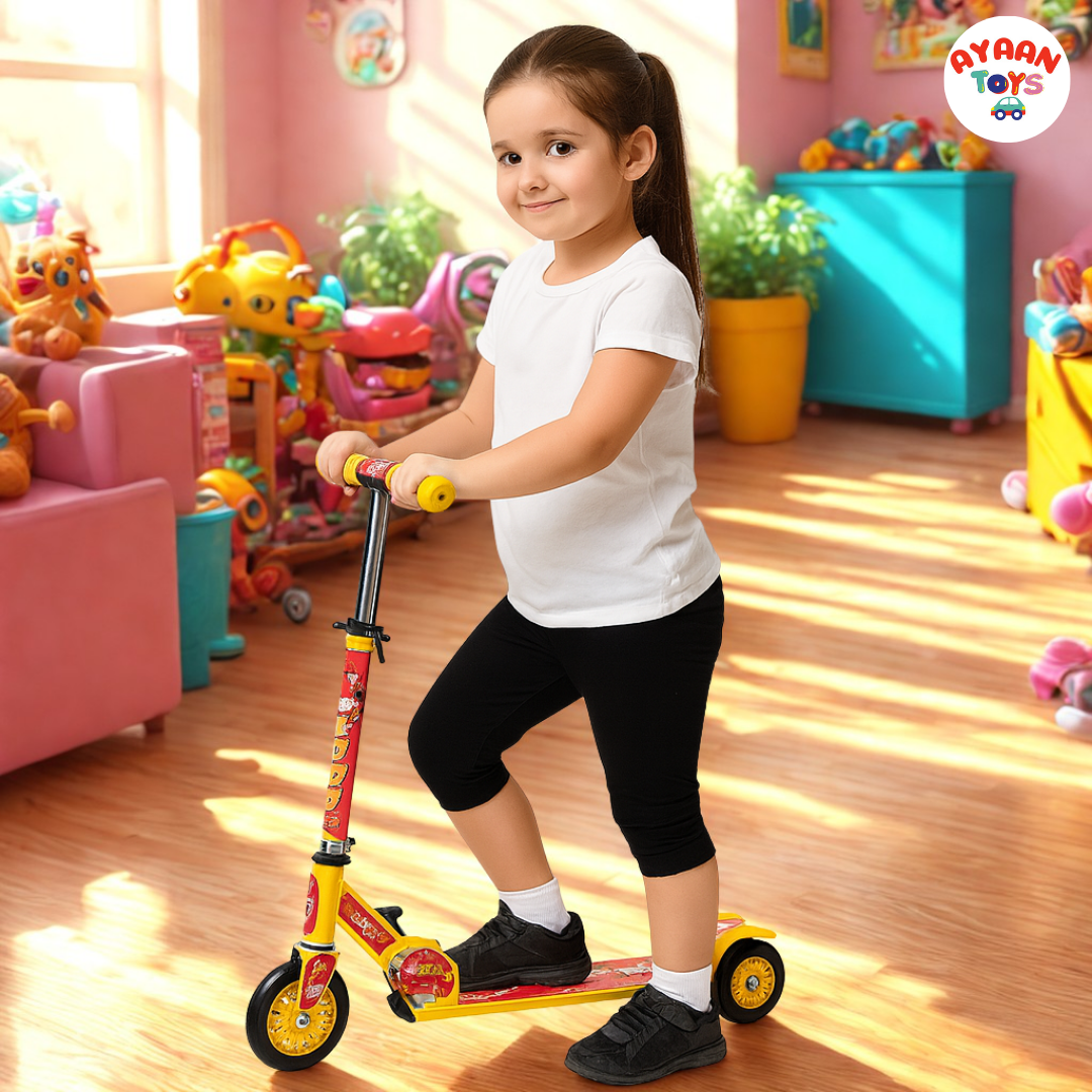 Ayaan Toys - Buddy Kids Foldable Kick Scooter | Adjustable Height | 3-Wheel PU Wheels | Anti-Skid Deck | For Boys & Girls (3–10 Years).