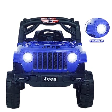 Electric Ride on Jeep for Kids with Music, Led Lights, Swing, Bluetooth Remote and 12V Battery Operated Car for 1 to 4 Years Children to Drive (Blue)