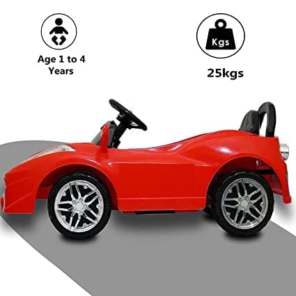 Electric Car with Double Motor, Lights, Bluetooth Remote and Double Battery Operated Ride on Car for Kids of Age 1 to 2.5 Years - Red