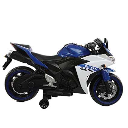 Battery Operated Bike For Kids | R3 Mountain Battery Operated Ride On Motor Bike for Kids, 2 to 7 Years, Blue & White