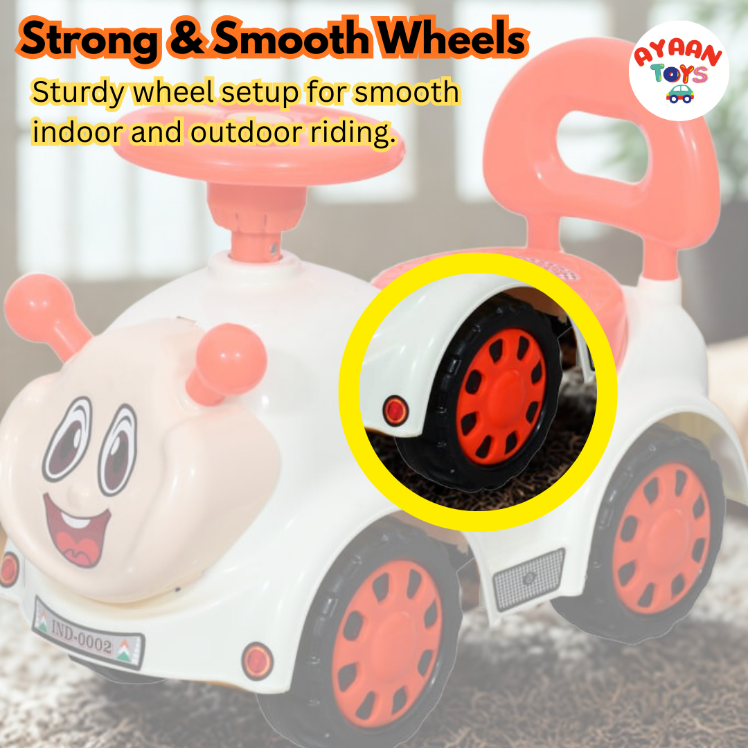 Ayaan Toys -   Push Ride On Car for Kids 1–4 Years.with Backrest & Steering Wheel | White&Orange Push Ride On Toy | Indoor Outdoor Foot-to-Floor Car.