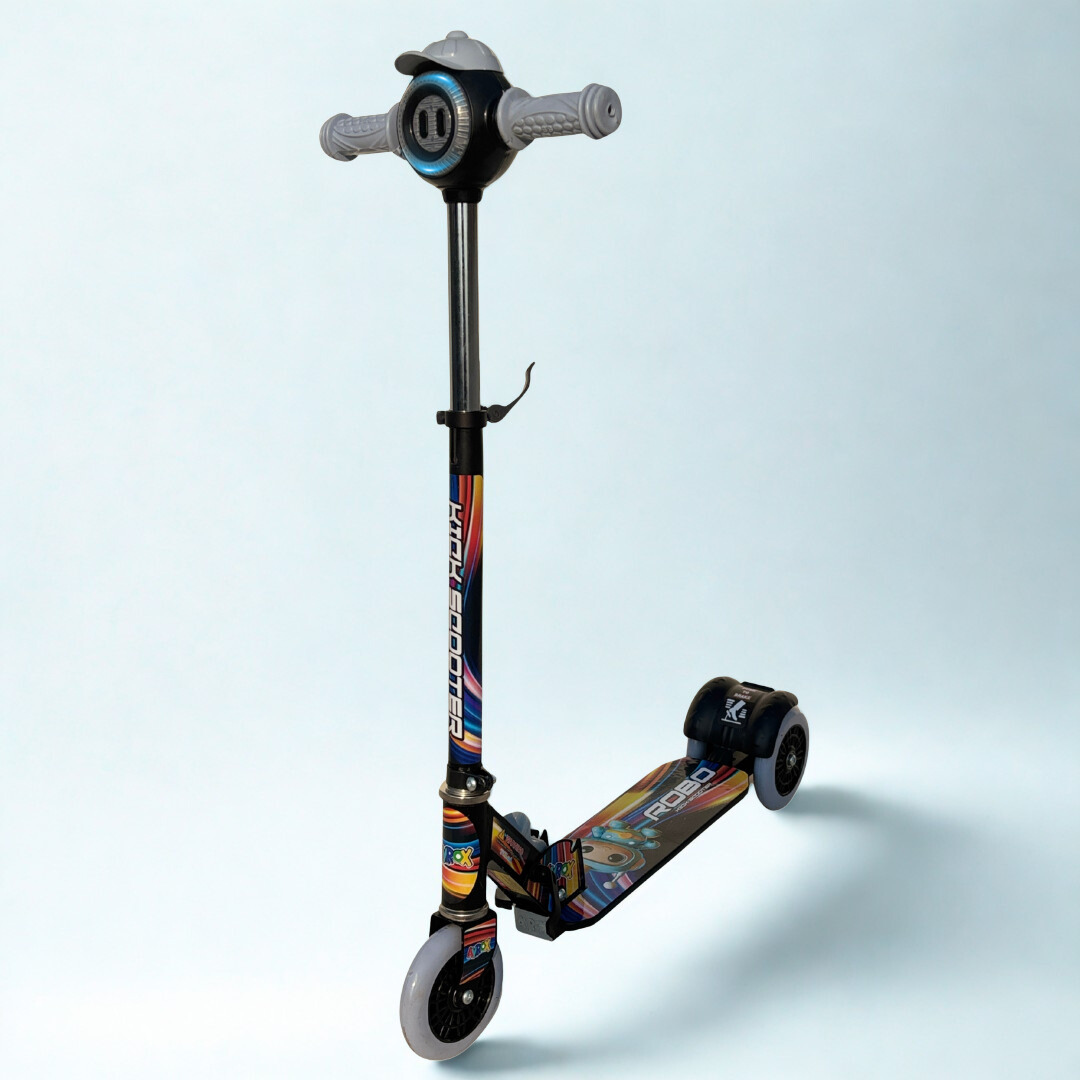 Ayaan Toys - ROBO Kids 3 Wheel Kick Scooter for Boys & Girls | Adjustable Height Smooth Wheels | Safe & Stable Ride | Multicolor Fun & Safe Ride.