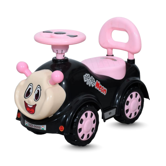 Ayaan Toys -   Push Ride On Car for Kids 1–4 Years.with Backrest & Steering Wheel | Pink&Black Push Ride On Toy | Indoor Outdoor Foot-to-Floor Car.