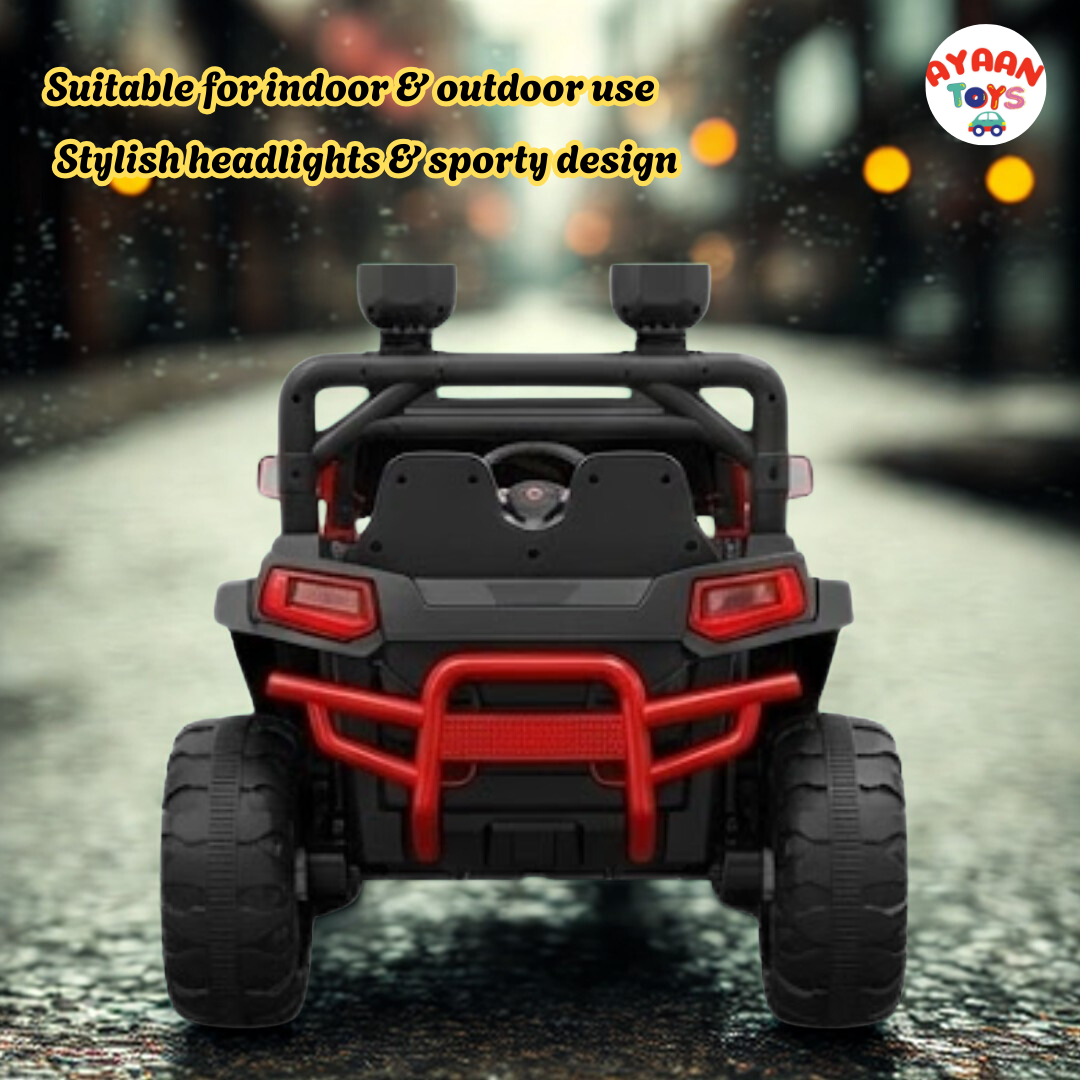 Ayaan Toys Kids Ride On Jeep Car | Battery Operated Electric Jeep for Kids | Non-Metallic Body | Big Tyres | Red Color