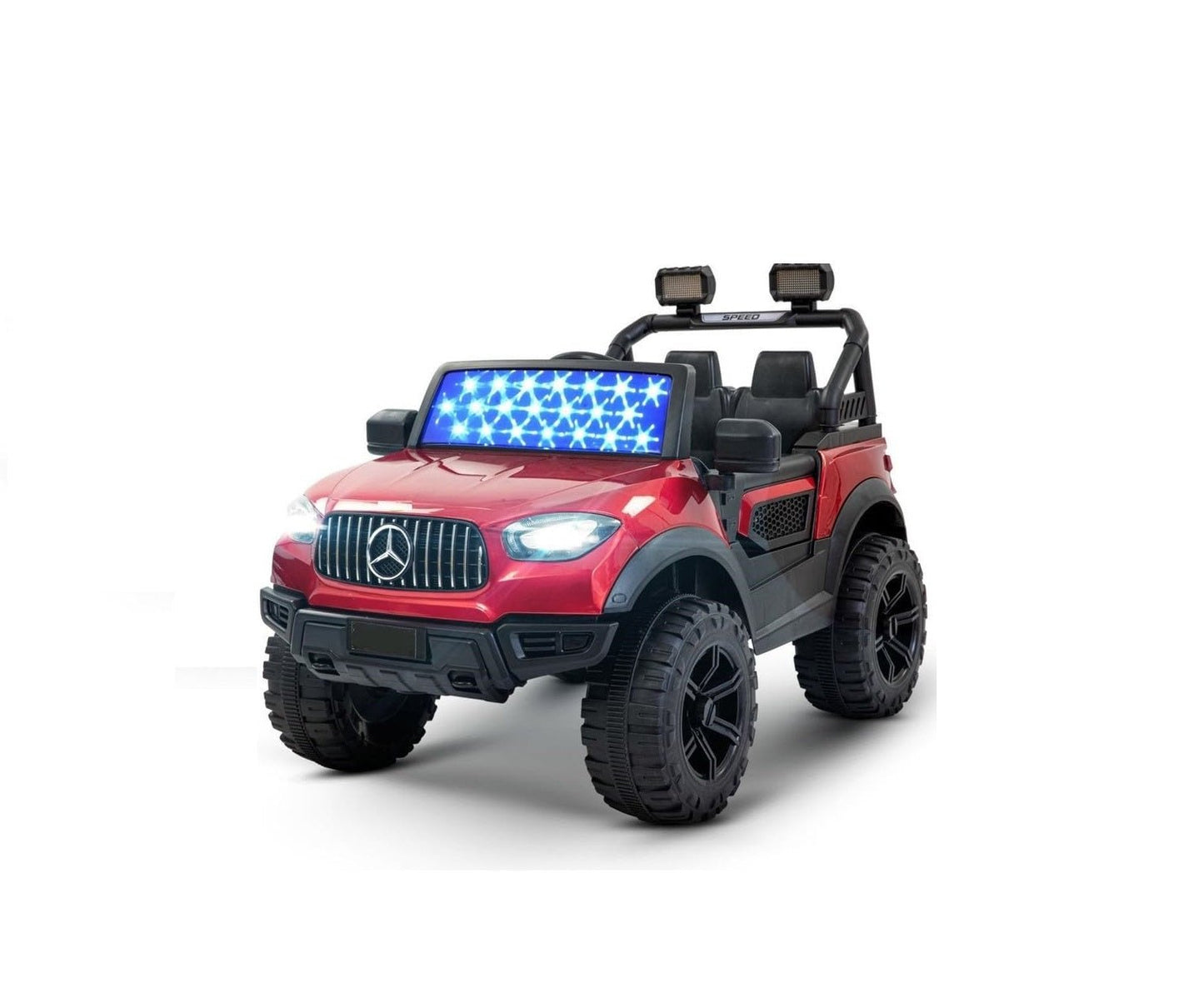 Battery Operated Jeep for Kids, Ride on Toy Kids Car with Windshield Light & Music | Kids Big Electric Car Jeep | Rechargeable Battery Car for Kids to Drive 3 to 6 Years-Red