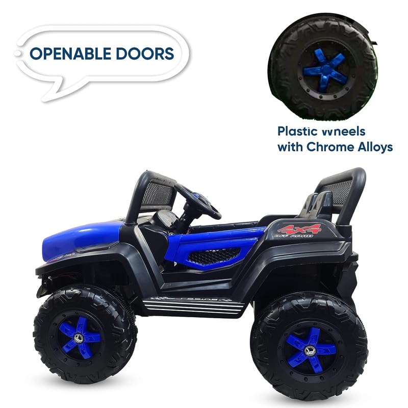 Battery Operated Ride on Jeep for Kids with Music, Lights and Swing- Electric Remote Control Ride on Jeep for Children to Drive of Age 1 to 6 Years-Blue