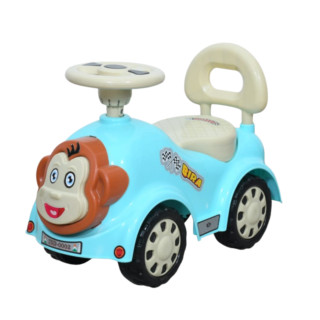 Ayaan Toys -  Monkey Face Ride On Car for Kids 1–4 Years | Push Ride On with Backrest & Steering Wheel | Pink Baby Ride On Toy | Indoor Outdoor Foot-to-Floor Car