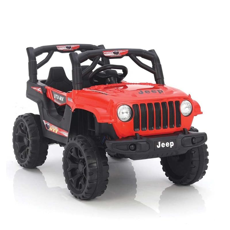 Electric Ride on Jeep for Kids with Music, Led Lights, Swing, Bluetooth Remote and 12V Battery Operated Car for1 to 4 Years Children to Drive (Red)