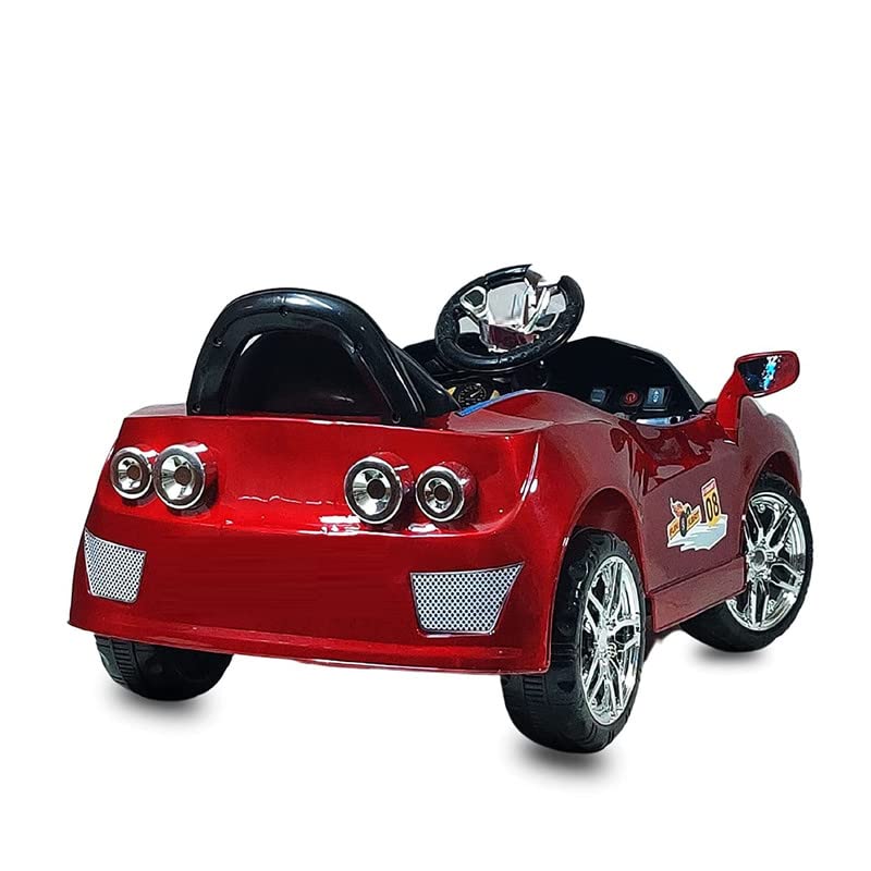 Electric 1008 Car for Kids to Drive of Age 1 to 4 Years, The Painted 12V Battery Operated Ride on Car with Music, Bluetooth Remote, Flashing Lights and Swing (Metallic Red)
