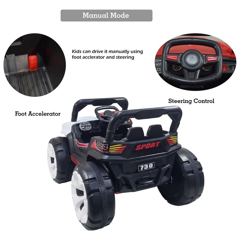 Battery Operated Jeep for Kids  KV695 Big Wheeler| The Electric Ride on Car with 2x6v Batteries, Music System Swing and Remote Jeep for 2 to 4 Years Children to Drive (White)