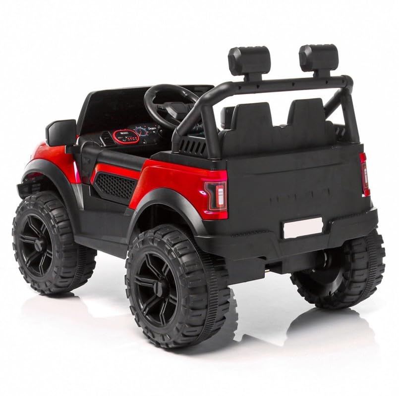 Battery Operated Jeep for Kids, Ride on Toy Kids Car with Windshield Light & Music | Kids Big Electric Car Jeep | Rechargeable Battery Car for Kids to Drive 3 to 6 Years-Red