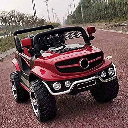 Electric Rechargeable Battery Operated V8 Biturbo Jeep Car for Kids 1 to 7 Years, Red
