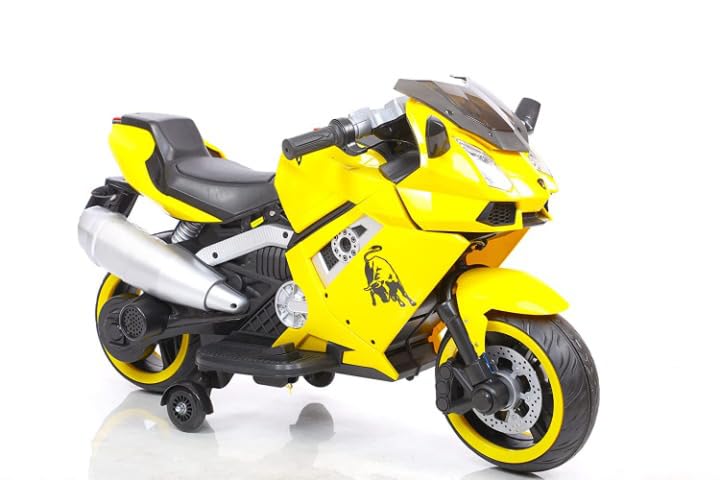 Rechargeable bike for kids| Battery operated bike for kids  12V Battery Operated Ride on Bike for Kids with Hand Race, Music and Lights in Wheels Suitable for Boy | Girls of Age 2 to 6 Years -Yellow