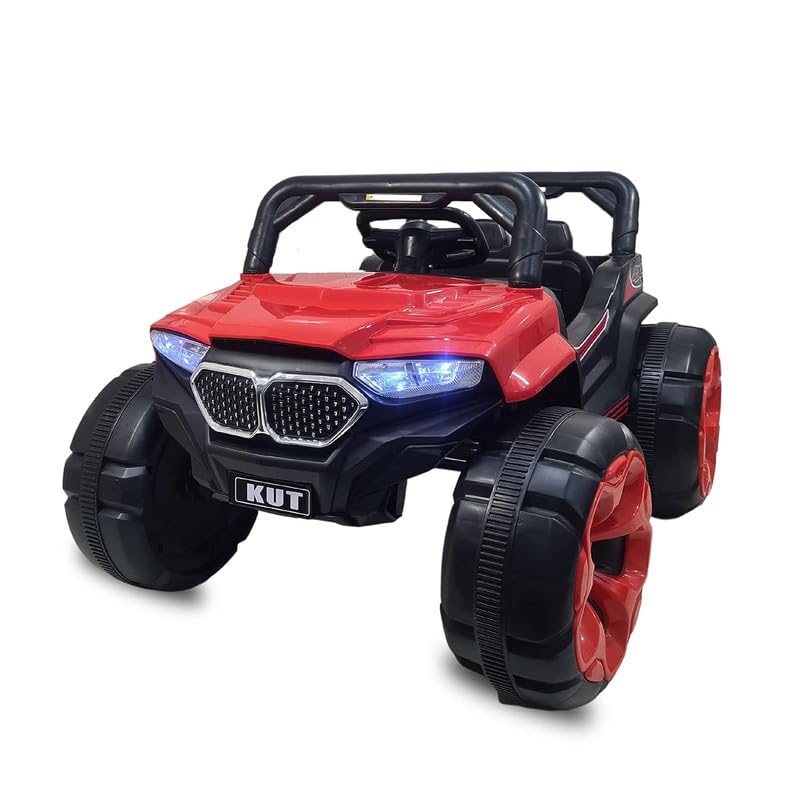 Battery Operated Jeep for Kids   KV695 Big Wheeler |The Electric Ride on Car with 2x6v Batteries, Music System Swing and Remote Jeep for 2 to 4 Years Children to Drive (Red)
