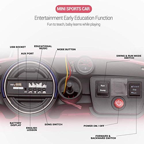 Mini Cooper Car with Openable Doors, Pull Back, Blinking Headlights and Music with Projectable