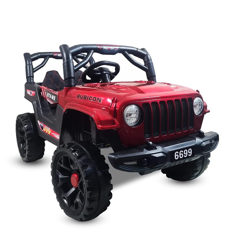Battery Operated Car For Kids |Electric Ride on Jeep for Kids with Music, Led Lights, Swing, Bluetooth Remote and 12V Battery Operated Car for 1 to 4 Years Children to Drive (Metallic Red)