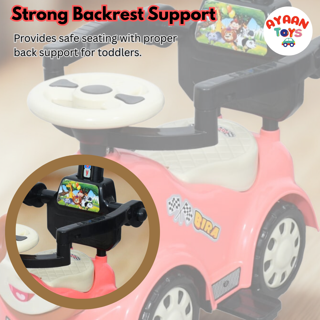 Ayaan Toys Monkey Face Ride-On Push Car for Kids 1–4 Years | Safety Guardrail, Backrest & Parent Handle | Musical Push Ride-On Toy for Boys & Girls | Sturdy Wheelbase & Storage Under Seat.