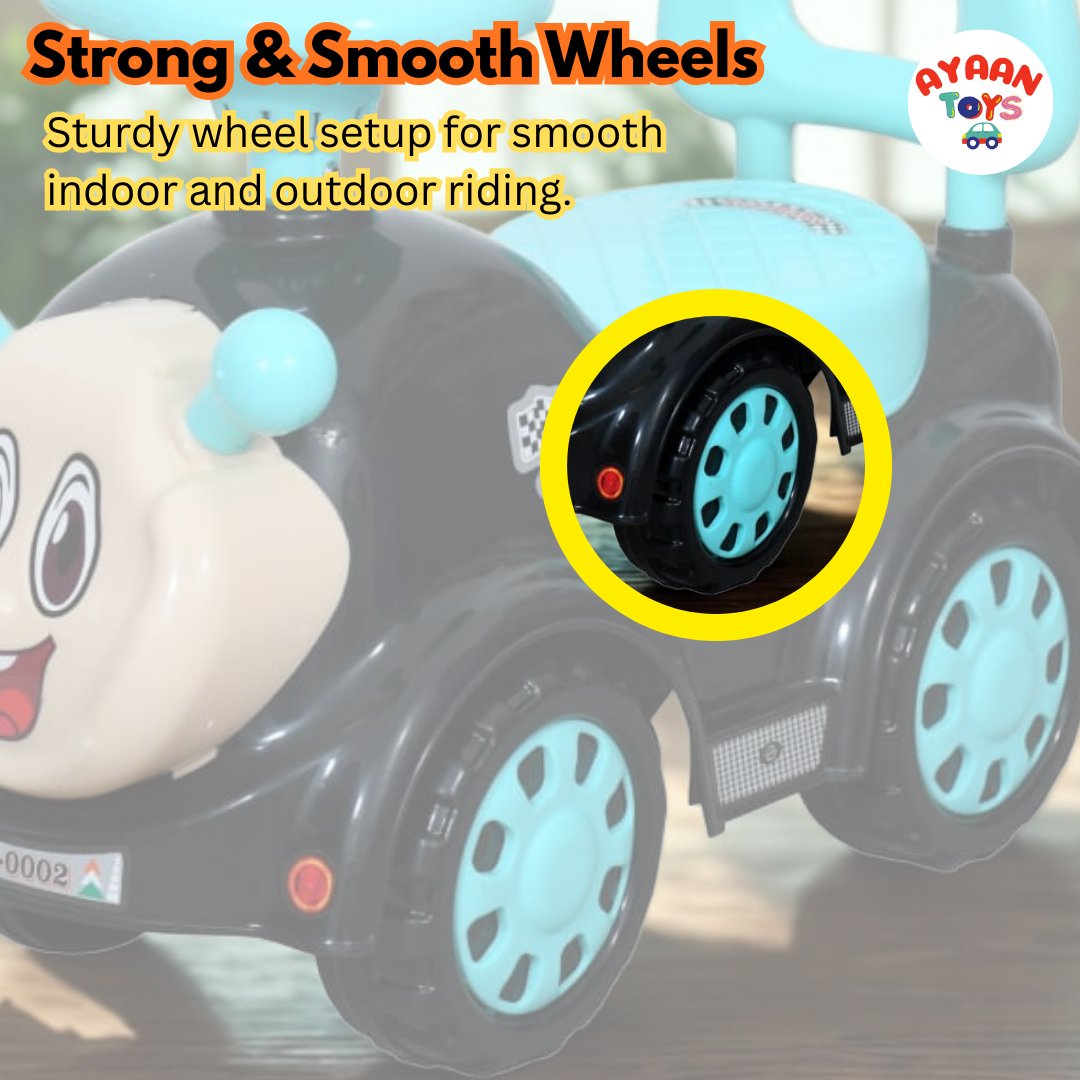Ayaan Toys -   Push Ride On Car for Kids 1–4 Years.with Backrest & Steering Wheel | SkyBlue&Black Push Ride On Toy | Indoor Outdoor Foot-to-Floor Car.