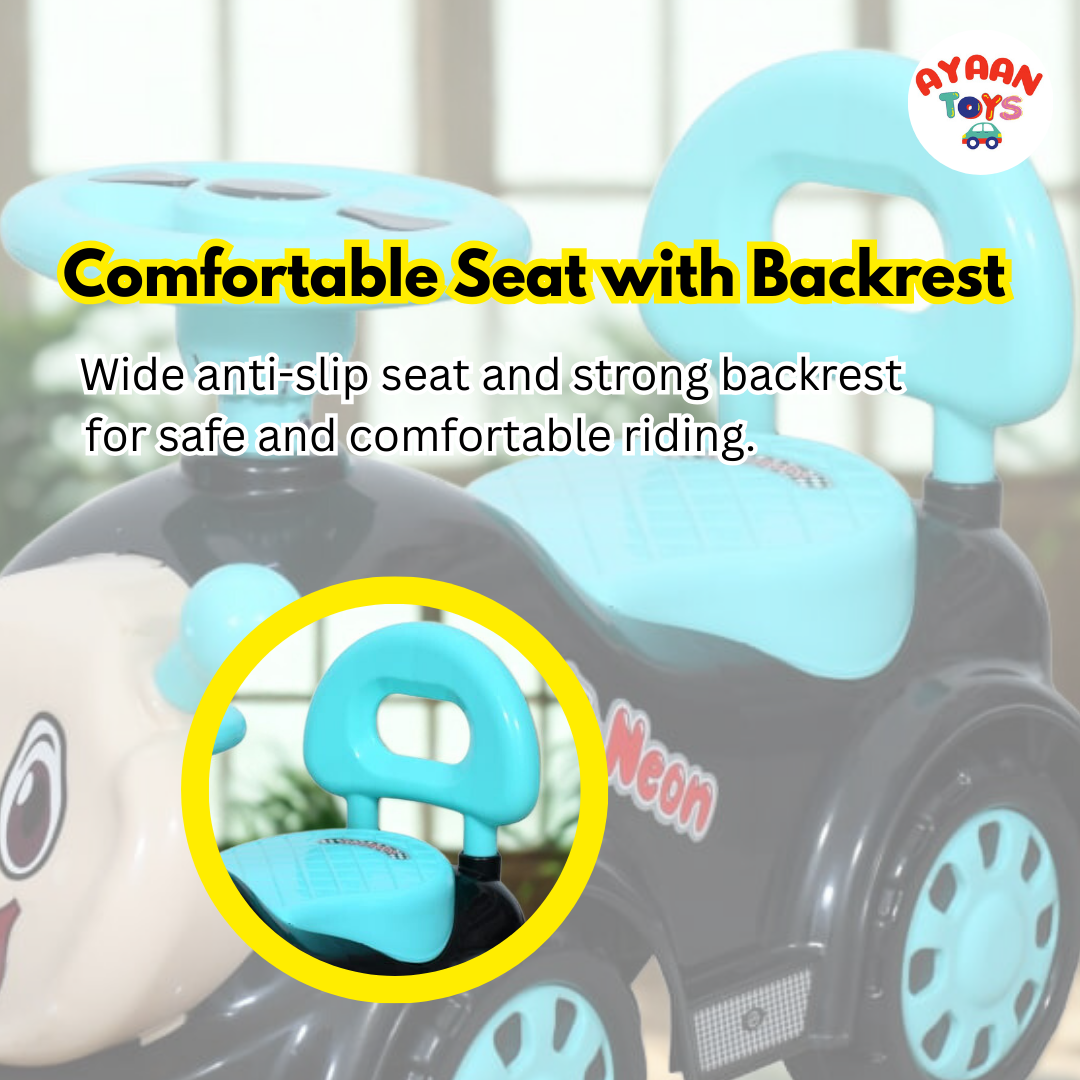 Ayaan Toys -   Push Ride On Car for Kids 1–4 Years.with Backrest & Steering Wheel | SkyBlue&Black Push Ride On Toy | Indoor Outdoor Foot-to-Floor Car.