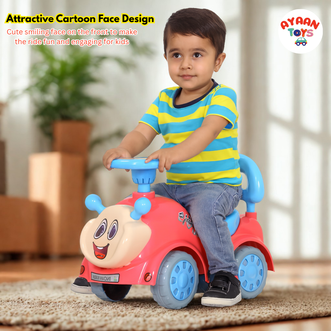 Ayaan Toys -   Push Ride On Car for Kids 1–4 Years.with Backrest & Steering Wheel | Pink&skyblue Push Ride On Toy | Indoor Outdoor Foot-to-Floor Car.