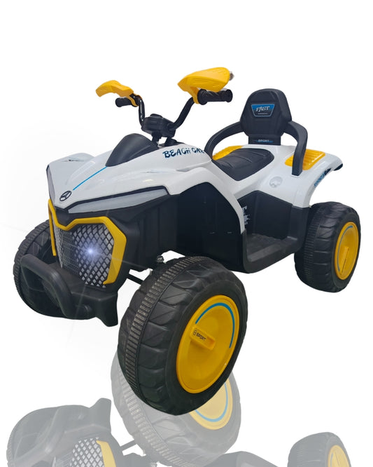 Kids ATV, 12V Electric Ride On Four Wheeler with Remote Control, 7AH Battery, LED Lights, Radio, Music, Battery Powered Ride On Toy for Ages 2-12 Years, White