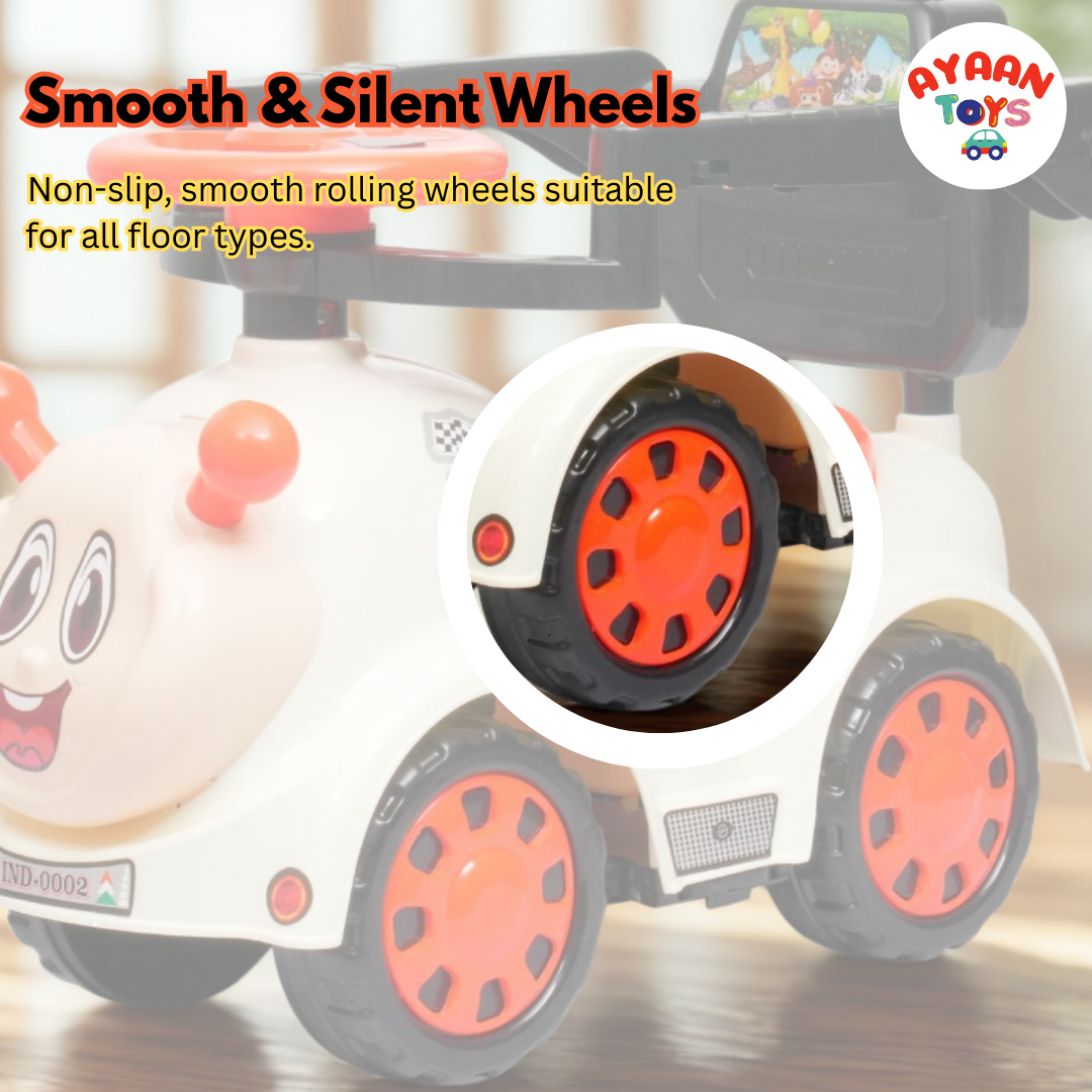 Ayaan Toys Ride-On Push Car for Kids 1–4 Years | Safety Guardrail, Backrest & Parent Handle | Musical Push Ride-On Toy for Boys & Girls | Sturdy Wheelbase & Storage Under Seat.