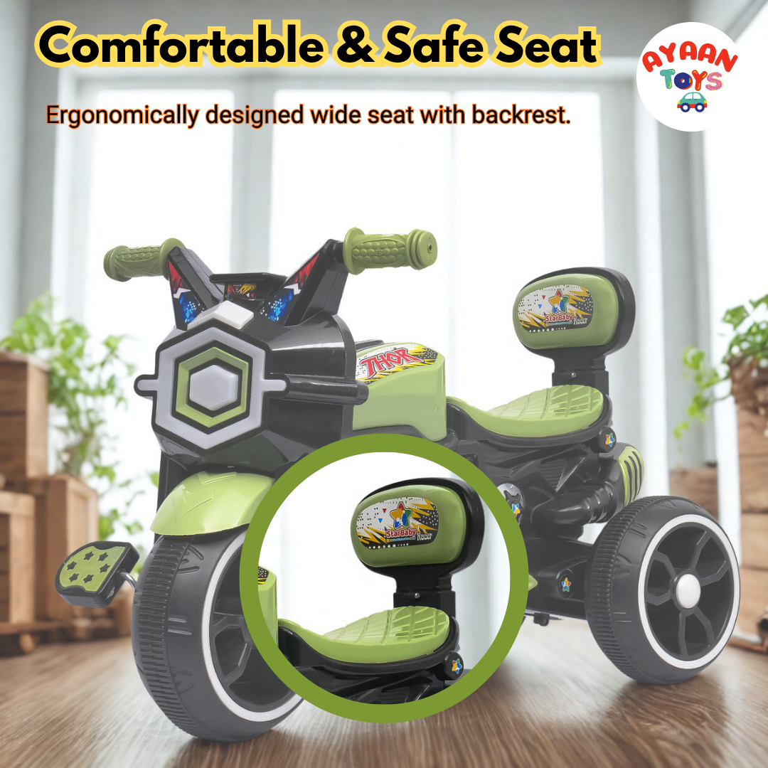 Ayaan Toys Baby Tricycle for Kids 1–3 Years | Non-Electric Kids Trike with Music & Horn and Light | Durable Pedal Tricycle with EVA Wheels & Safety Backrest | Boys & Girls Ride-On Cycle – Green